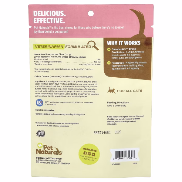 Pet Naturals, Daily Probiotic, For Cats, All Sizes, 30 Chews, 1.27 oz (36 g) - Image 2