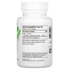 Thorne, Acetyl-L-Carnitine, 500 mg, 60 Capsules - Image 2