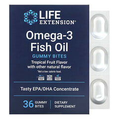 Life Extension, Omega-3 Fish Oil Gummy Bites, Tropical Fruit, 750 mg, 36 Gummy Bites