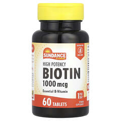 Sundance Vitamins, High Potency Biotin, 1,000 mcg, 60 Tablets